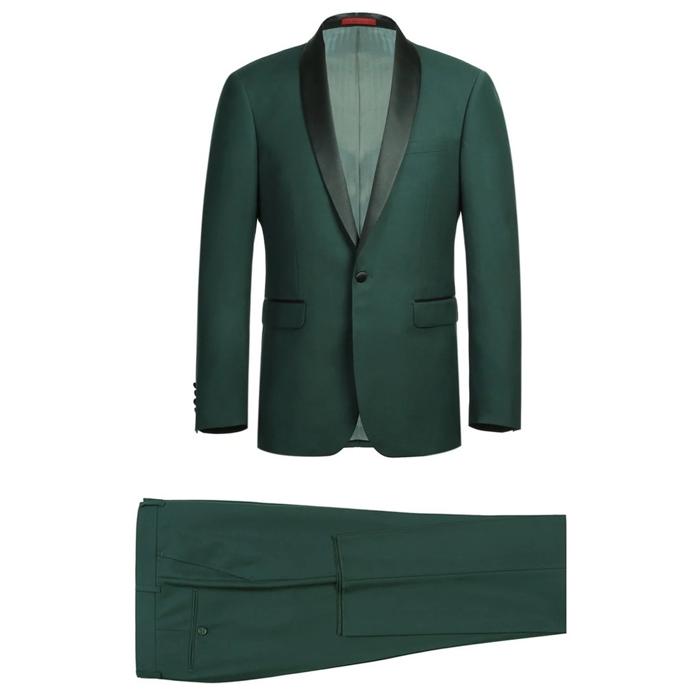 Men's Hunter Green Tuxedo with Black Lapel